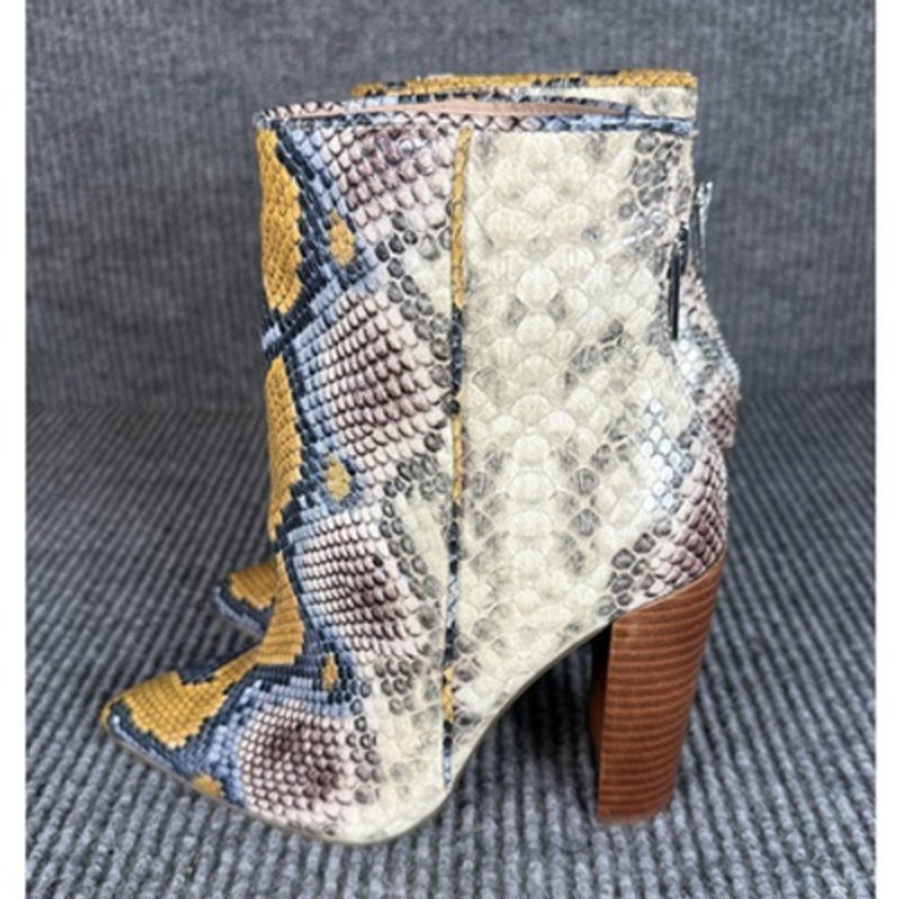 Steve Madden Trista Faux Snakeskin Pointed Toe Block Heel Ankle Boots Womens 5M